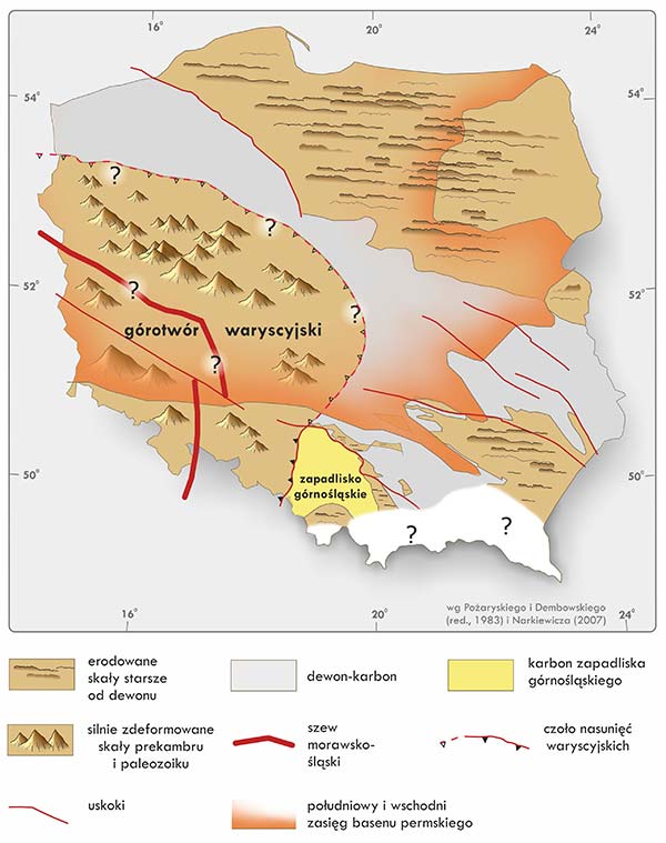 Mapa bez permu, mezozoiku i kenozoiku