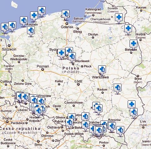 Mapa uzdrowisk w Polsce