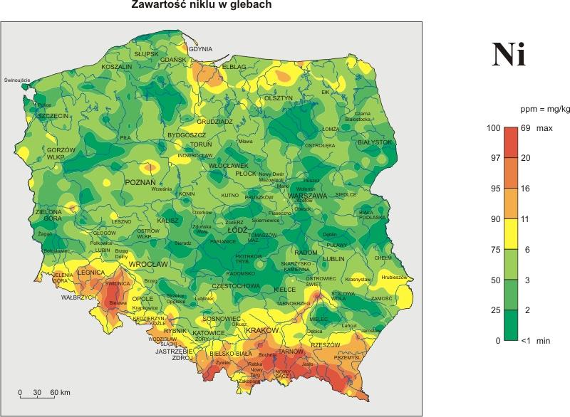 Zawartość niklu w glebach Polski
