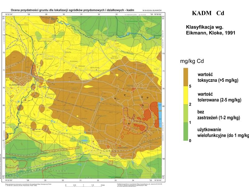 Ocena przydatności gruntów do lokalizacji ogródków przydomowych i działkowych - kadm