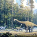 Ilustracja przedstawiająca krajobraz jurajski